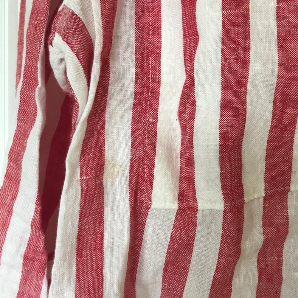 J Crew Red Striped Linen Button Down, 4T - Picture 4 of 5